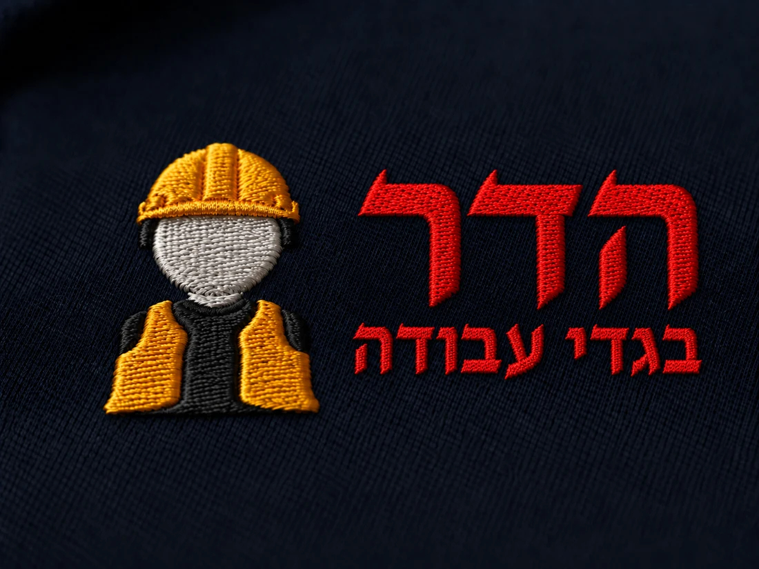 רקמת לוגו על חולצת עבודה